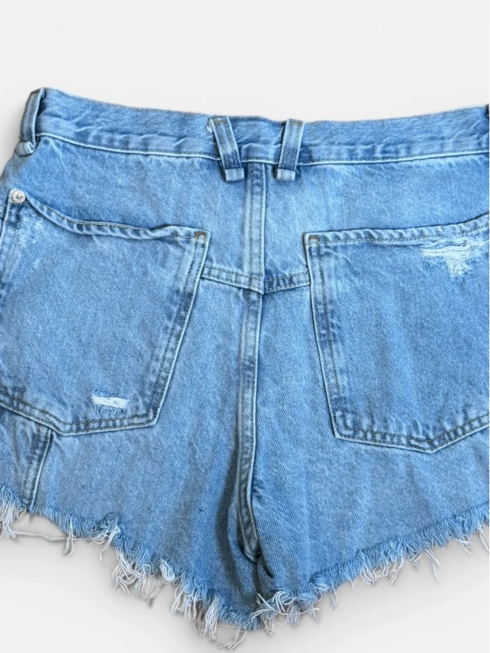 We The Free People Now or Never Light Blue Demin Distressed Cutoff Shorts Sz. 27 - Picture 8 of 8